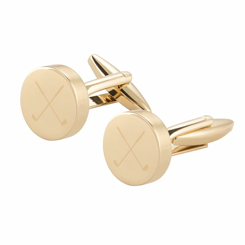 Cathys Concepts GLF-1091G Golf Round Cufflinks, Gold