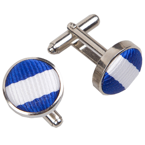 Thin Stripe Cufflinks - White & Royal Blue