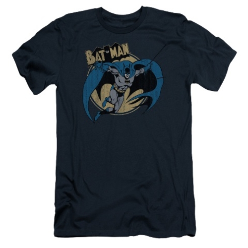 Trevco Batman-Through The Night - Short Sleeve Adult 30-1 Tee - Navy&#