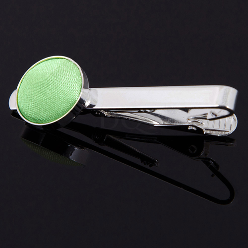 Plain Satin Tie Clip - Lime Green