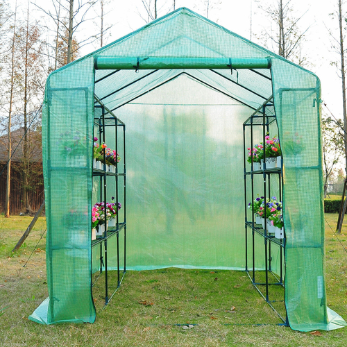 Outsunny 8'x6'x7' Walk-in Large Garden Portable Greenhouse Pop up