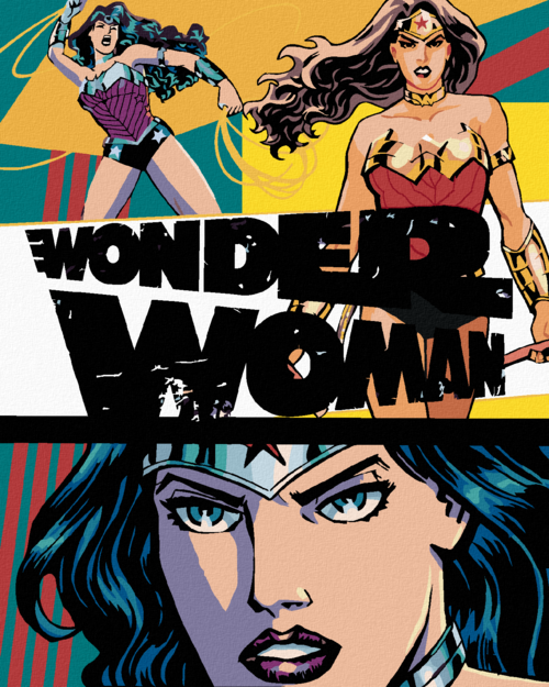 Zuty - Paint by Numbers - WONDER WOMAN 3X POSTER, 40x50 cm