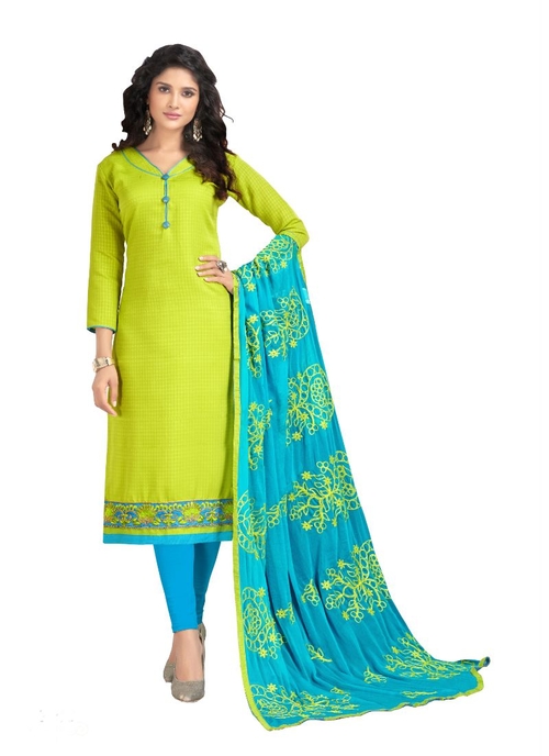 Generic Women's Cotton Salwar Material (Green,