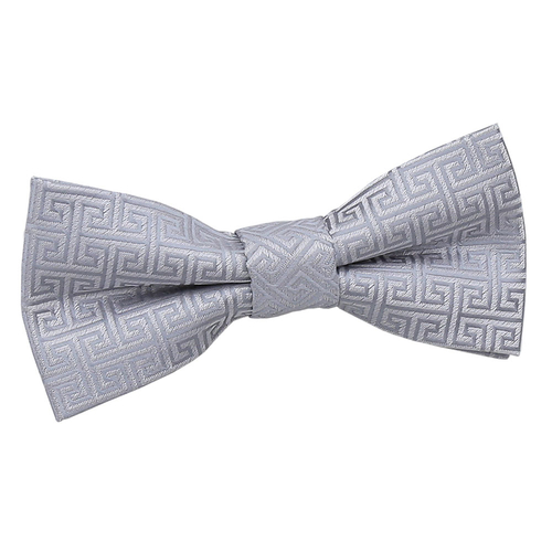 Greek Key Pre-Tied Bow Tie - Boys - Silver