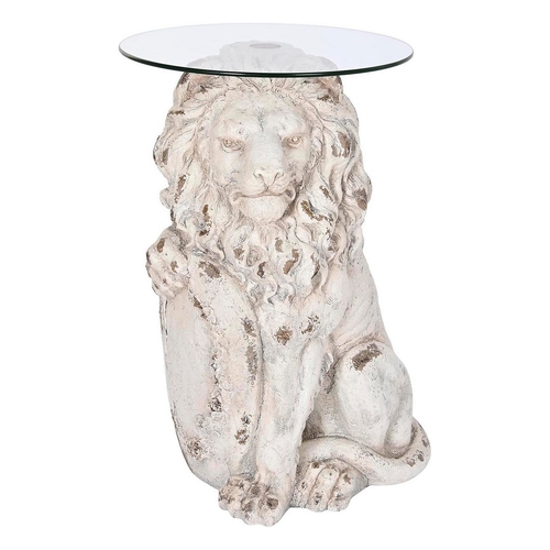Side table DKD Home Decor Lion 52 x 44 x 72 cm Crystal Grey Metal