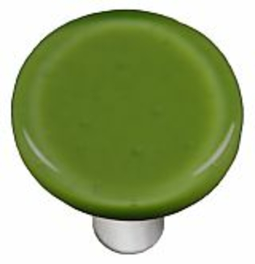 Hot Knobs HK1019-KRA Olive Green Round Glass Cabinet Knob - Aluminum P