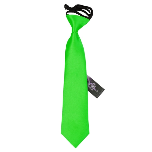 Plain Satin Elasticated Tie - Boys - Apple Green