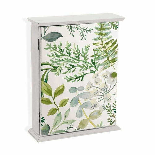 Decorative box Versa Lime Leaves Keys MDF Wood (6,5 x 26 x 20 cm)