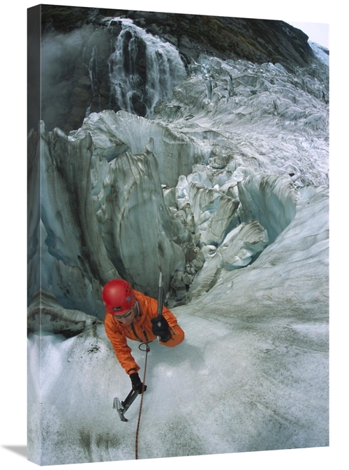 Global Gallery  20 x 30 in. Ice Climber on Steep Ice in Fox Glacier Cr