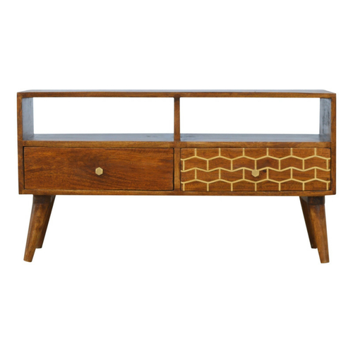 Gold Pattern Drawer Media Unit