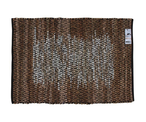 Cotton Leather Hand Knit Rug Argyle 60 X 90 Cm