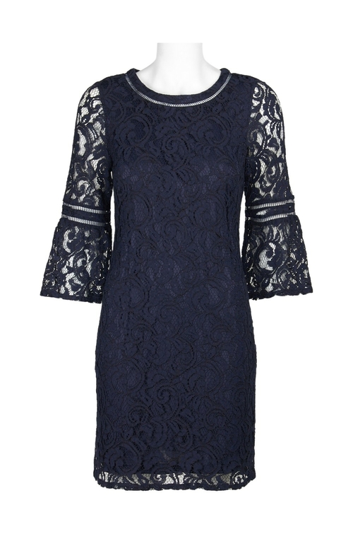 Adrianna Papell Scoop Neck Circular Flounce Sleve Zipper Back Illusion