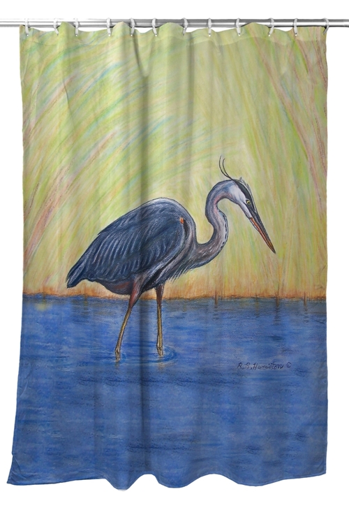 Betsy Drake SH027 70 x 72 in. Blue Heron Shower Curtain