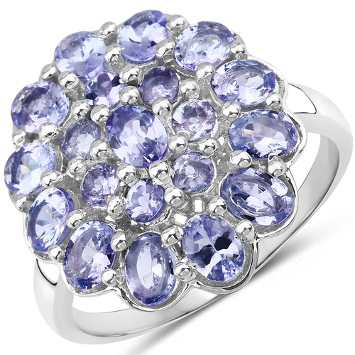 2.70 Carat Genuine Tanzanite .925 Sterling Silver Ring