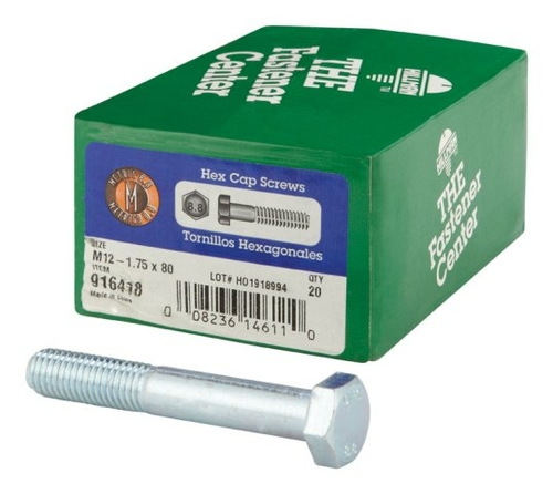 Hillman 916418 M12-1.75 x 80 mm Metric Fine Hex Cap Screws - Zinc Plat