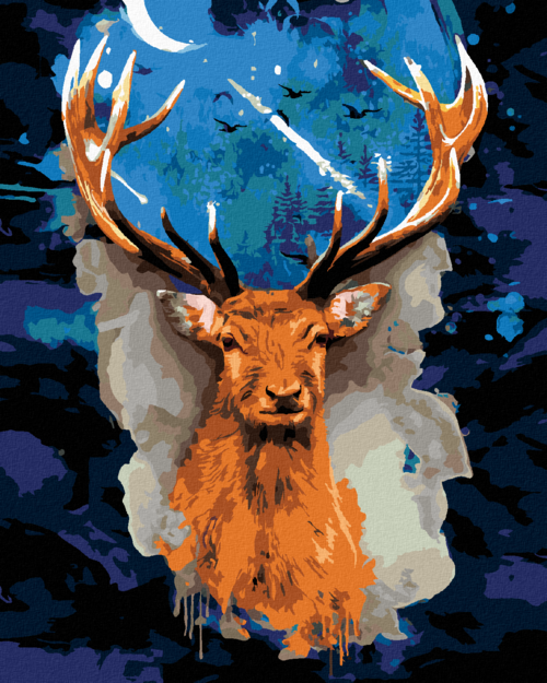 Paint by Numbers - DEER WITH A DARK GALAXY