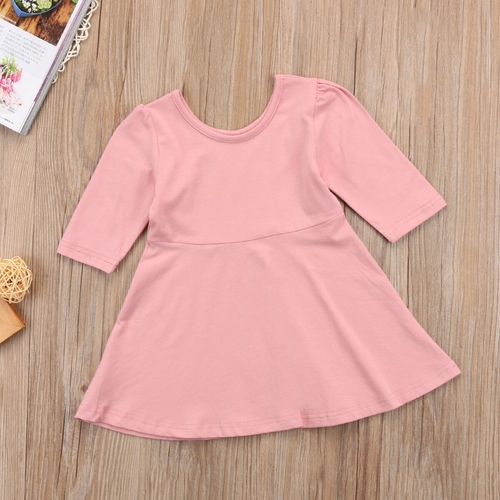2017 Toddler Baby Girls Solid Dress Babies Long