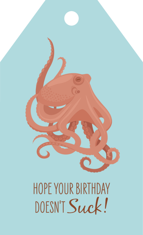 Birthday Gift Tag - Octopus