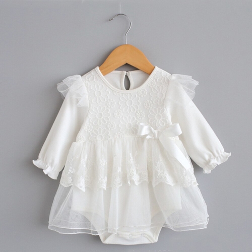 New Baby long-sleeved bow lace princess dress