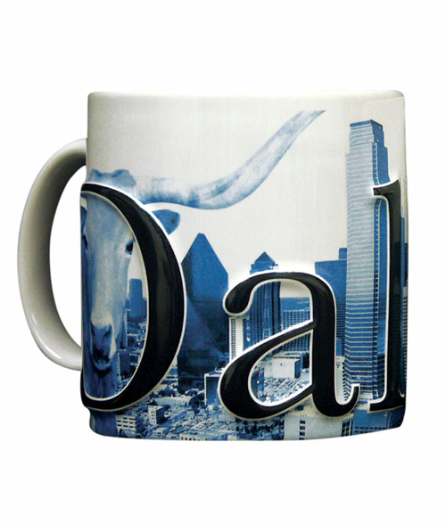 Americaware SMDAL01 Dallas 18 oz Duo Tone Blue Relief Mug