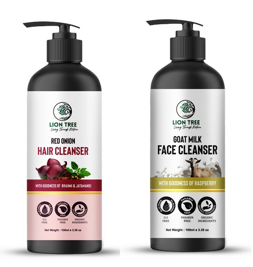 Red Onion Hair Shampoo and Goat Milk Face Wash 200ml Pack of 2