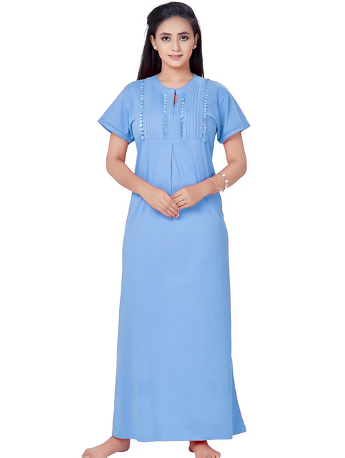 round neck lace detail nighty
