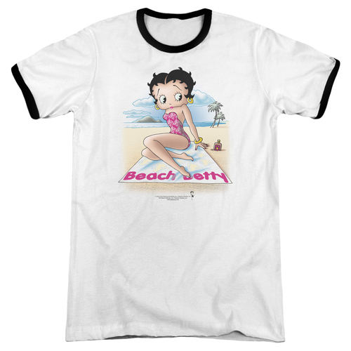 Trevco BB237-AR-2 Betty Boop & Beach Betty Adult Ringer Short Sleeve C