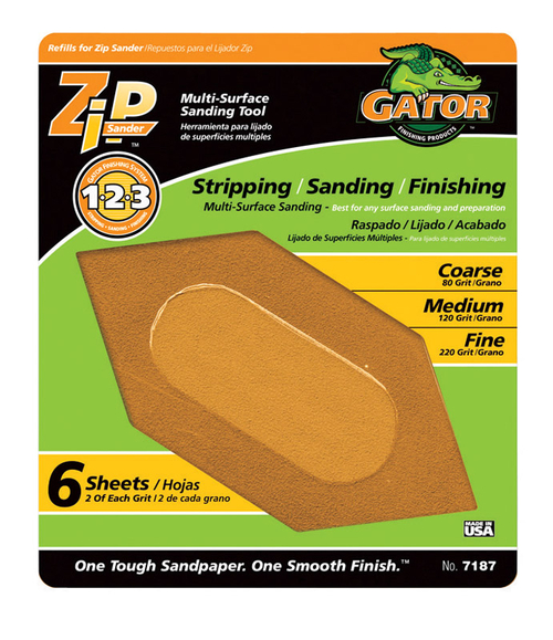 Ali Industries 1325323 Zip Sander Refill Sandpaper - Pack of 6