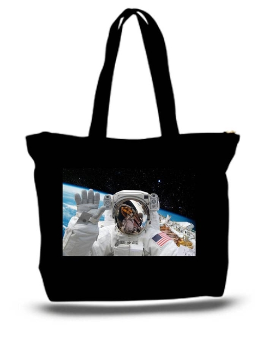 Astronaut On Space Mission Large Tote Grocery & Stuff Bag