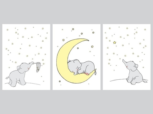 Cartoon Elephant Canvas Painting Wall Picture Art