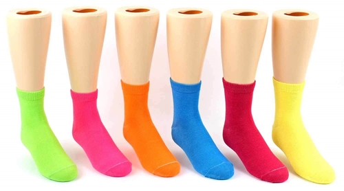 DDI 2279271 Toddler's Novelty Crew Socks - Solid Neon Colors - Si