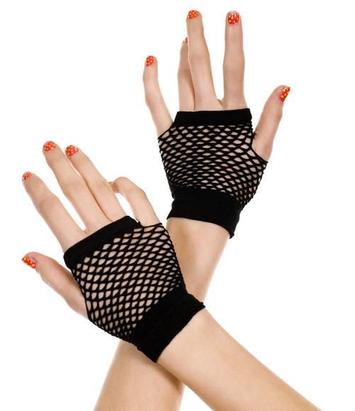 Thick Diamond Net Gloves - Black