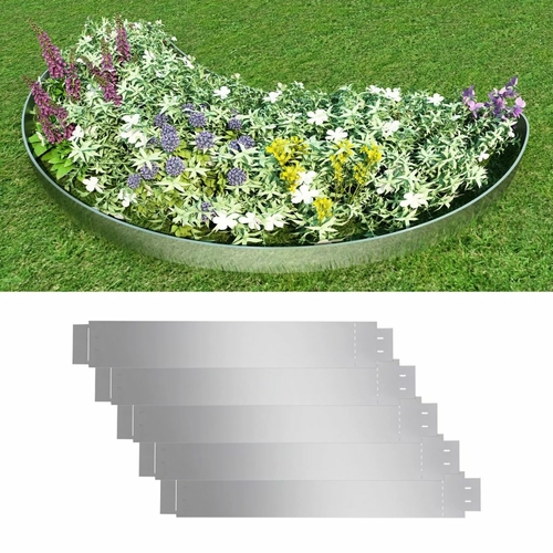 Set of 5 Flexible Lawn Fence Galvanized Steel 39.4"x5.9"