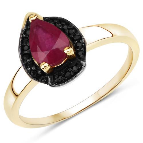 0.94 Carat Glass Filled Ruby and Black Spinel .925 Sterling Silver