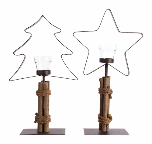 Decoris 9708728 Iron Tealight Holder Christmas Decoration, Brown -