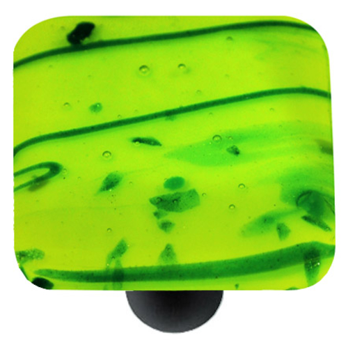 Hot Knobs HK3112-KB Mardi Gras Green with Spring Green Square Glass Ca