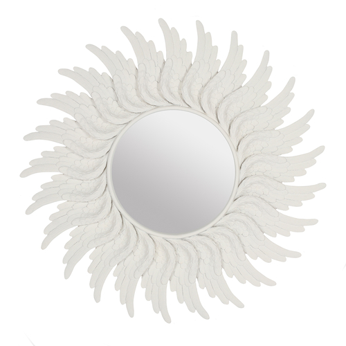 Round White Angel Wing Mirror