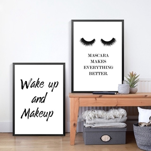 Wake Up and MakeUp Quote Canvas Art Prints ,