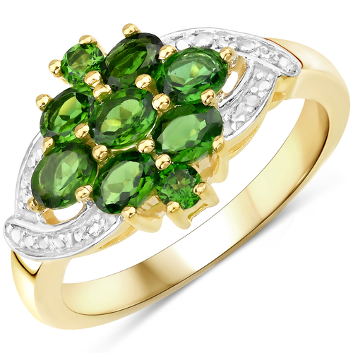 14K Yellow Gold Plated 1.26 Carat Genuine Chrome Diopside .925