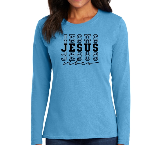 Womens Long Sleeve Graphic T-shirt - Jesus Vibes