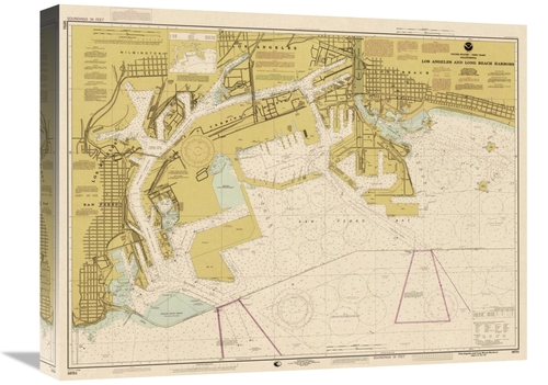 Global Gallery GCS-450547-22-142 22 in. Nautical Chart - Los Angeles &