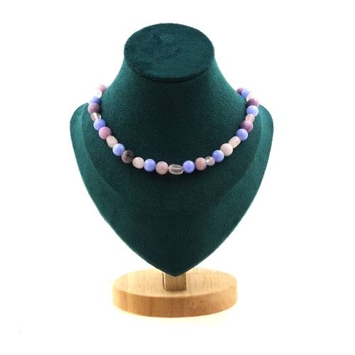 Rose Quartz + Purple Mica + Blue Crazy Lace Agate beads necklace.