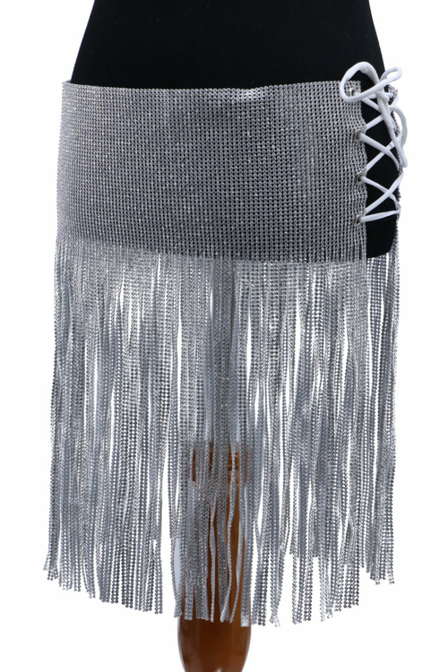 Western Fashion 14555 Rhinestone Skirt, Silver