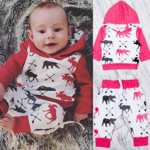 Newborn Toddler Baby Boy Girl Tops Hoodie Pant