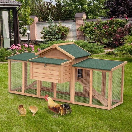 PawHut Deluxe Wood Chicken Poultry Coop Hens House with Nesting Boxes