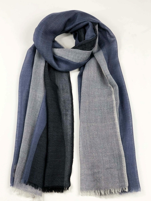 Lightweight Blue Wool Ombre Scarf