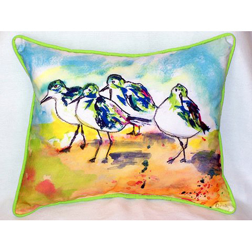 Betsy Drake HJ417 Sanderlings Large Indoor & Outdoor Pillow 16 x 20