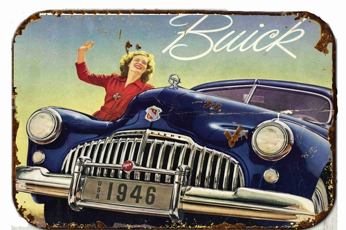 1946 Buick Advertising Metal  8 x 12 inch Tin Sign