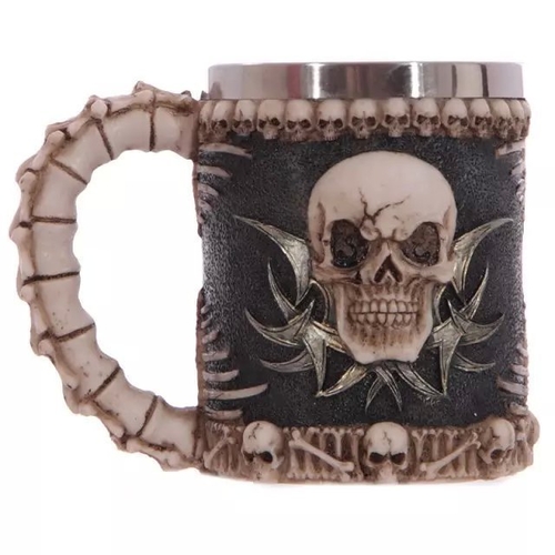 Stainless Steel Skull & Spine Tankard 3D Mug