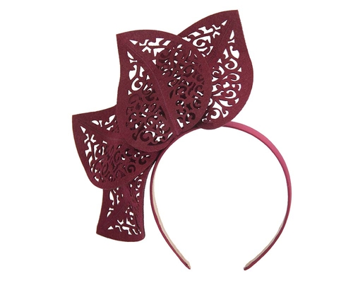 Modern burgundy wine racing fascinator